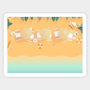 Beach, top view, summer vacation illustration Sticker